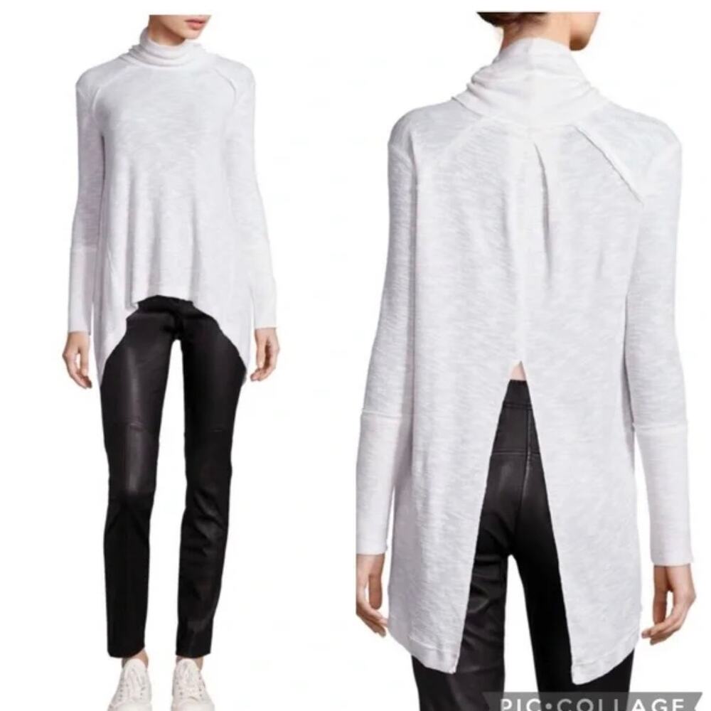 NWT Free People We The Free Tara Split Back Gray Knit Turtleneck Size M